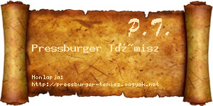 Pressburger Témisz névjegykártya